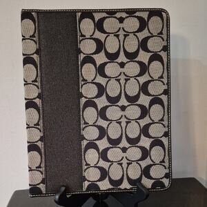 Coach Signature Canvas Tablet Folio in Black and Cream